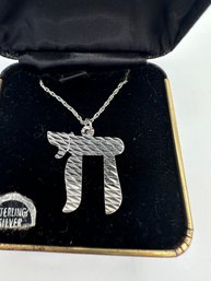 Sterling Silver Jewish 'Chai' Necklace