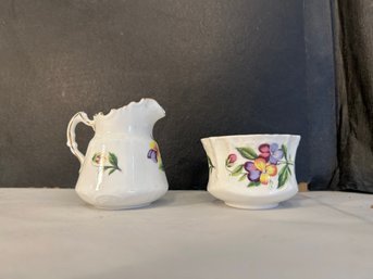 Paragon Fine Bone China Creamer & Sugar Bowl - Wild Country Roses W/gold Trim
