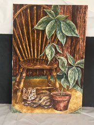 Cat Laying Down Next To Pant Picture Frame