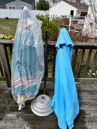 2 Blue Outdoor Umbrella's With Aluminum Stand
