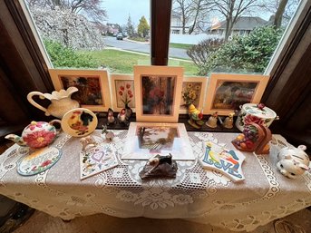 Ceramics, Royal Copley Vase, Dog On Stone, Unframed Art