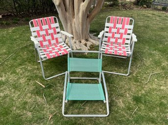 Aluminum Webbed Chairs, With Beach Sand Chair