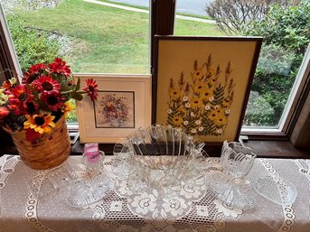 Glass Punch Bowl W/cups, C & S, Vases, Artwork
