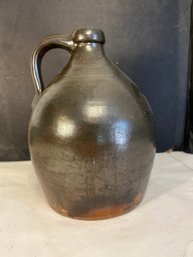 Antique Brown Glazed Stoneware Pottery 8' Jug Crock Ovoid Unmarked