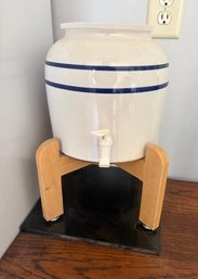 Ceramic Water Crock Dispenser With Wooden Stand