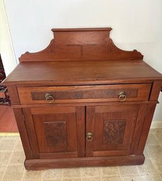 Antique Wood Washstand With Drawer And Lower Cabinet