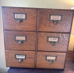 Vintage Wooden 6 Drawer Card Catalog/Cabinet