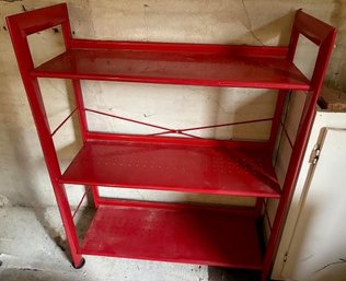 Red Metal Shelving Unit