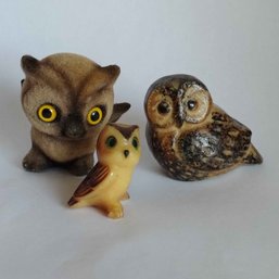 Owl Lot Hagen Renaker, Flocked Josef & Otigiri