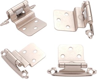 New - 20 Pieces 3/8' Insert Cabinet Hinges Brushed Nickel Self Closing