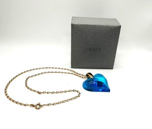 Blue Lalique Heart Pendent