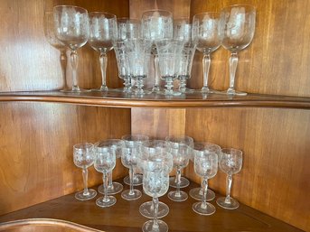 Vintage Etched Crystal Stemware