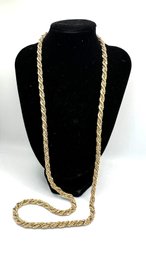 Vintage Monet Fold And Silver Toned Twist Necklace