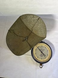 Vintage Antique Galvanized Steel Hanging Chatillon Scale