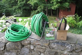 2 Garden Hoses, Short Attachment Hose &single Dial Water Timer Includes Metal Hose Reel