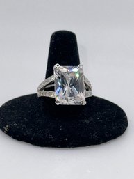Very Large Square Cut Faux Diamond Ring