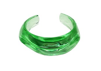 Heavy Green Toned Glass Cuff Bracelet