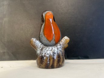 Langham Glass Bird On A Branch Paperweight Signed Paul Miller Made In England