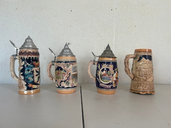 Vtg Original KING 9 Beer Stein Salzburg 1000 W, Western Germany, With Lid