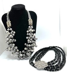 Two Costume Jewelry Statement Neckalces