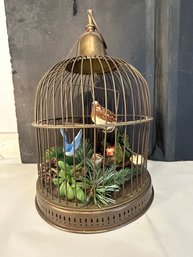 Mid Century Solid Brass Bird Cage, Vintage Round Hanging Birdcage