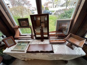 Oak Mirror, Wall Shelf, Spice Rack, & More