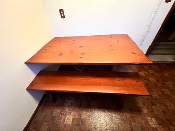 Knotty Pine Picnic Style Trestle Table W/2 Benches, Wonderful!