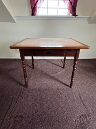 Ca. 1950 Porcelain Top Table With 1 Drawer, And Wood Legs And Frame