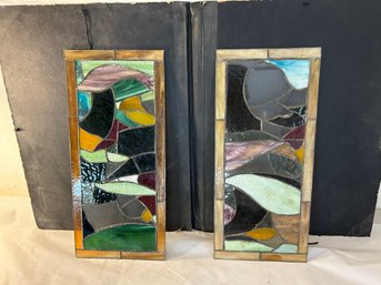 Set Of 2 Glass Painted One Has A Little Damage On Top !