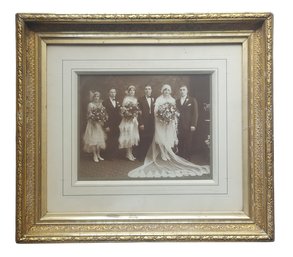 Great Antique  Ornate Giltwood Frame With Early Bridal Party Photo