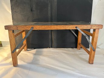 Antique Glass Wooden Table