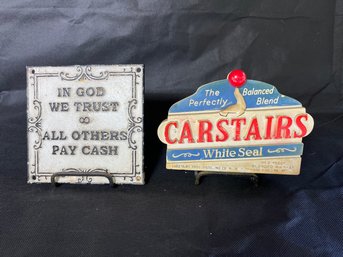 Vintage Style, One Cast Iron & One Plastic Plaque