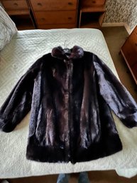 Ladies Black Mink Zip Jacket, Approx Size 4-6