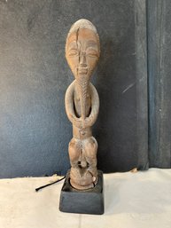 A Glazed Stoneware Copy Of A Baule Standing Male Bearded Figure