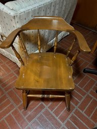 Colonial Style Wood Arm Chair With Cushion