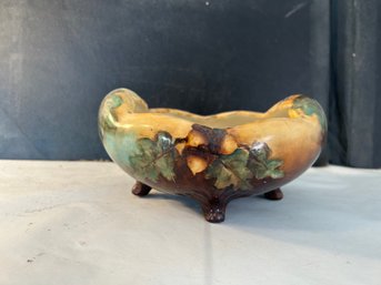 Two Tone Oak Leaf & Acorn Console Vintage Mid Century  Pottery Bowl