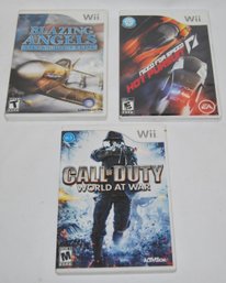 Lot Of Three Nintendo Wii Games. Blazing Angels, Need For Speed Hot Pursuit, And Call Of Duty World At War