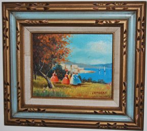 Small Decorative Painting In Frame Signed Lambard