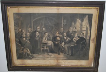 Antique Framed Print ' Washington Irving And His Friends At Sunnyside'