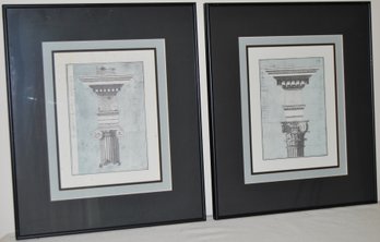Pair Of Architectual Prints In Frame
