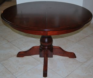 Contemporary Round Wood Dining Table With One Leaf