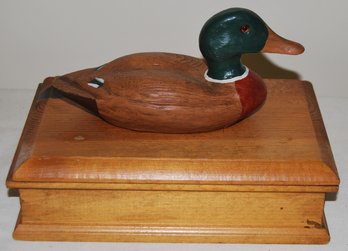 Wood Box With Wood Duck On Top