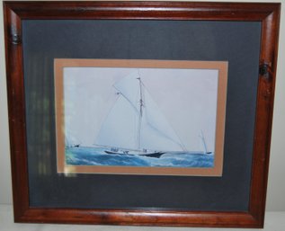 Sailboat Print In Wood Frame