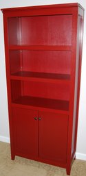 Red, Wood Two Door Bookshelf