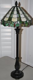 Contemporary Tiffany Style Accent Lamp With Heavy Plasti Shade