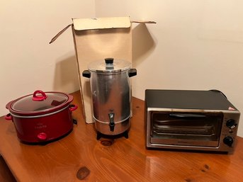 Crock Pot, Toaster Oven, And Coffee Urn