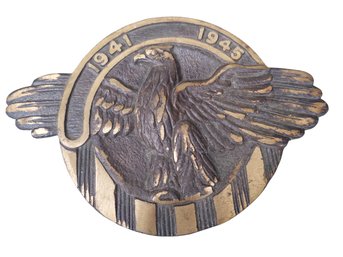 Vintage World War II U.S Veteran 1941-1945 Brass Bronze Eagle Grave Marker