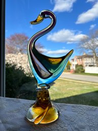 Vintage Large Mid Century J. I. Co. Venetian Glass Duck Ca. 1960
