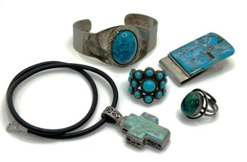 Group Of Turquoise & Turquoise Style Jewelry