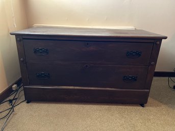 Vintage Oak 2 Drawer Blanket Chest